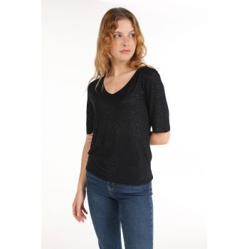 Tricou stralucitor cu decolteu in V