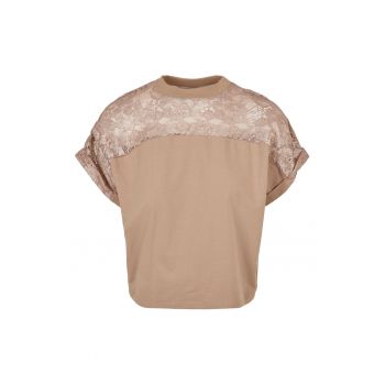 Tricou supradimensionat cu insertie de dantela