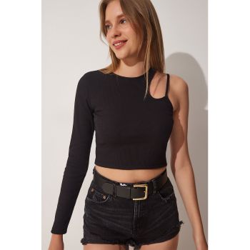 Bluza crop cu aspect striat