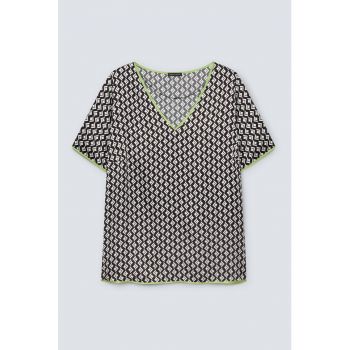 Bluza cu decolteu in V si margini contrastante