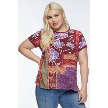 Bluza cu maneci scurta si imprimeu floral