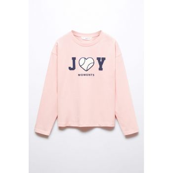 Bluza de bumbac cu imprimeu text Joy