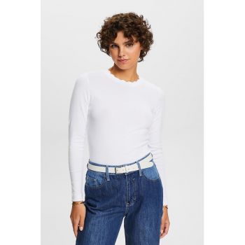 Bluza din amestec de bumbac cu decolteu drapat