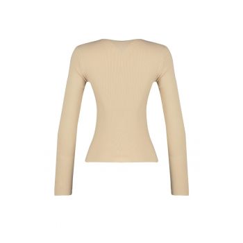 Bluza slim fit cu decolteu la baza gatului