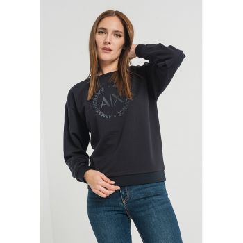 Bluza sport cu maneci cazute si logo cauciucat