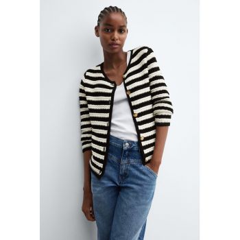 Cardigan cu nasturi metalici si model in dungi Flok