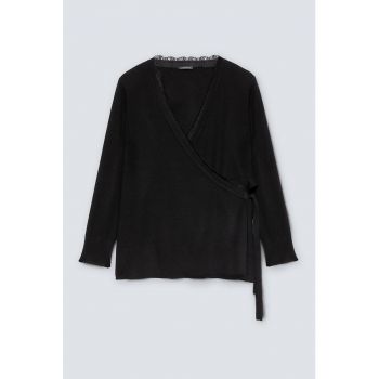 Cardigan petrecut cu insertii de dantela