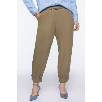 Pantaloni crop cu mansete cu capse