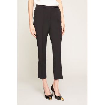 Pantaloni crop cu talie medie