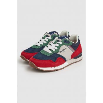Pantofi sport colorblock cu insertii textile