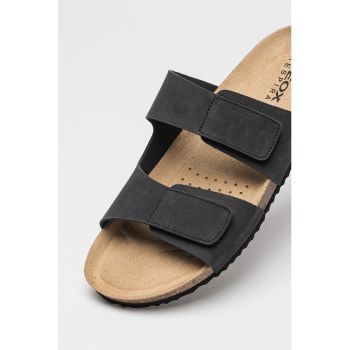 Papuci de piele nabuc cu velcro Ghita