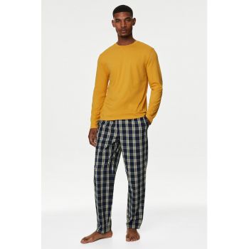 Pijama cu pantaloni in carouri de firma originale