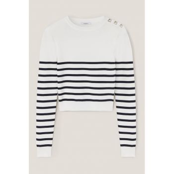 Pulover crop cu dungi