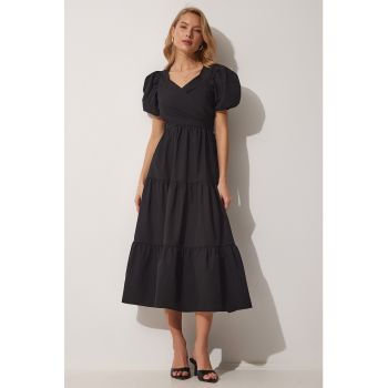 Rochie midi cu maneci bufante