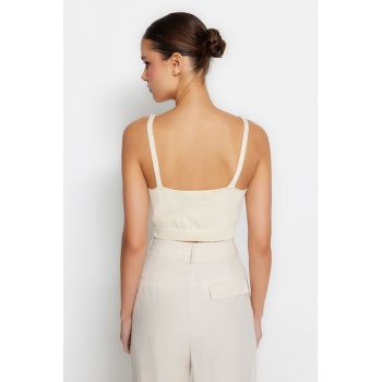 Set de cardigan cu perforatii si top crop - 2 piese