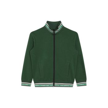 Bluza sport cu fermoar si banda logo