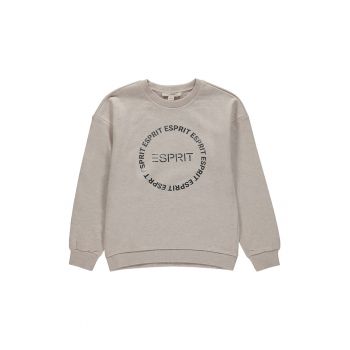 Bluza sport cu imprimeu logo si maneci cazute