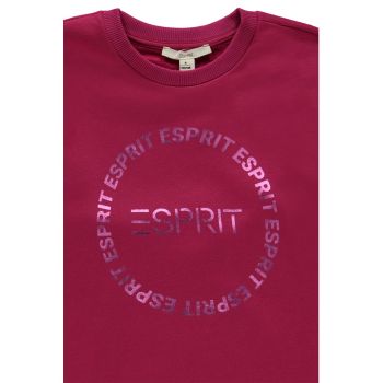 Bluza sport cu imprimeu logo si maneci cazute