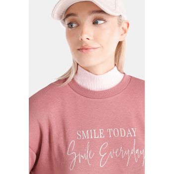 Bluza sport cu imprimeu si maneci cazute
