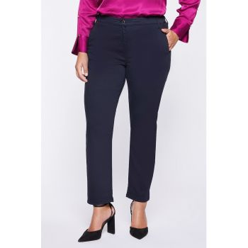 Pantaloni crop cu talie medie - din amestec de lyocell