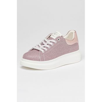 Pantofi sport stralucitori cu garnituri metalizate