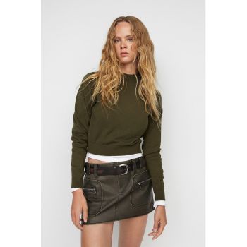 Pulover crop cu maneci raglan Perceebe