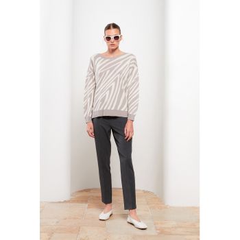Pulover din amestec de bumbac cu model animal print