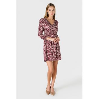Rochie cu imprimeu abstract si decolteu in V
