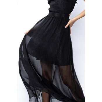 Rochie maxi de matase cu decupaj pe partea din spate