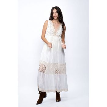 Rochie maxi de plaja cu insertii de dantela