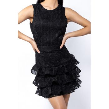 Rochie mini de matase cu volane Pixie