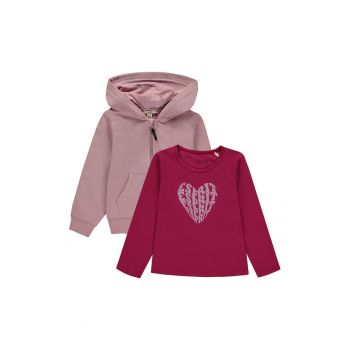 Set de bluza din bumbac si hanorac cu fermoar