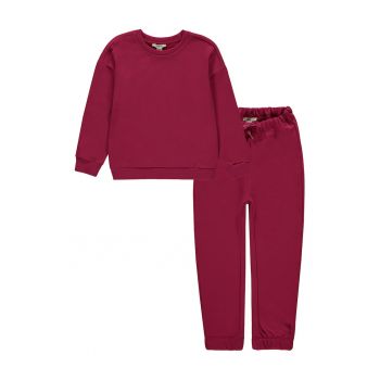 Set de pantaloni si bluza sport cu maneci cazute