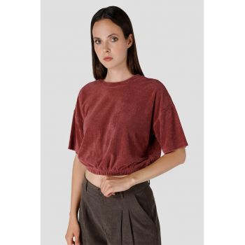 Tricou crop cu maneci cazute