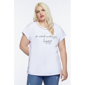 Tricou cu imprimeu si strasuri