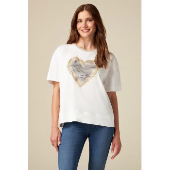 Tricou de bumbac cu strasuri