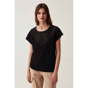 Tricou lejer cu insertie Sangallo