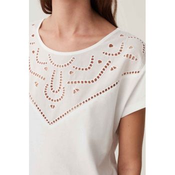 Tricou lejer cu insertie Sangallo