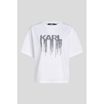 Tricou lejer cu logo cu strasuri