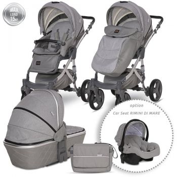 Carucior Set Rimini Premium Cos Landou Separat Grey Black