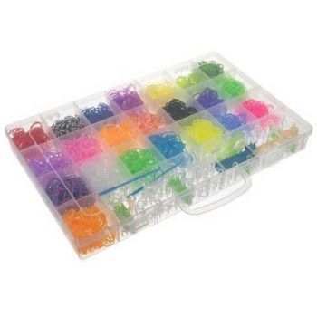 Jucarie Educativa Set creativ elastice loom colorate cu organizator 4400 piese