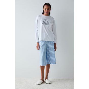 Pantaloni de pijama trei sferturi cu dungi