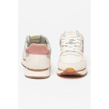 Pantofi sport cu insertii de piele si piele intoarsa