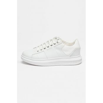 Pantofi sport low-top din piele si piele ecologica cu detaliu cu logo discret