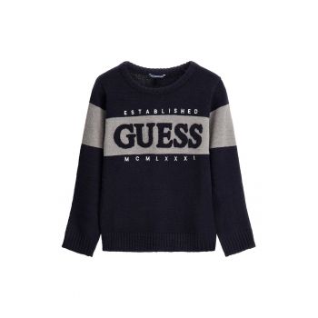 Pulover cu model colorblock si logo