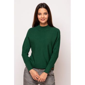 Pulover tricotat fin cu detalii striate Hifti