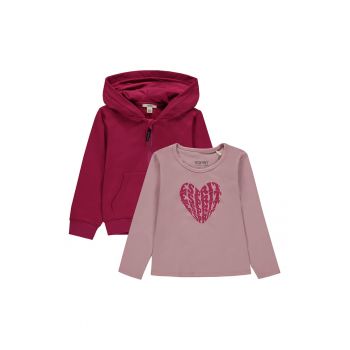 Set de bluza din bumbac si hanorac cu fermoar