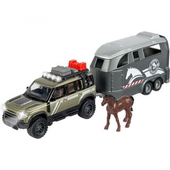 Jucarie Land Rover with horse trailer, toy vehicle