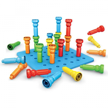 Jucarie Set 25 de Cuie din Plastic de Construit cu Plansa  Montessori