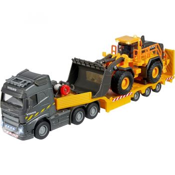 Jucarie Volvo Truck FH-16 with trailer and wheel loader, toy vehicle (orange/grey, with light and sound)